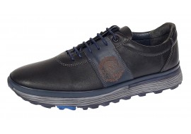 Pantofi barbati din piele naturala - Model Casual - Sport Negru Bleumarin 505ESC